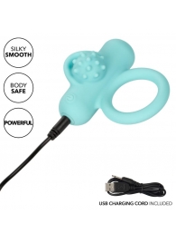 Аквамариновое эрекционное виброкольцо Silicone Rechargeable Nubby Lover’s Delight - California Exotic Novelties - в Ангарске купить с доставкой