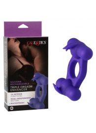 Фиолетовое эрекционное виброкольцо с двумя моторами Silicone Rechargeable Triple Orgasm Enhancer - California Exotic Novelties - в Ангарске купить с доставкой