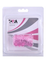 Розовая рельефная насадка на пенис - Toyfa Basic - в Ангарске купить с доставкой