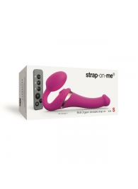 Ярко-розовый безремневой страпон Multi Orgasm Size S с клиторальной стимуляцией - Strap-on-me - купить с доставкой в Ангарске