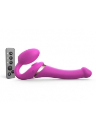 Ярко-розовый безремневой страпон Multi Orgasm Size S с клиторальной стимуляцией - Strap-on-me - купить с доставкой в Ангарске