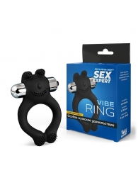 Черное силиконовое эрекционное виброкольцо Sex Expert - Sex Expert - в Ангарске купить с доставкой