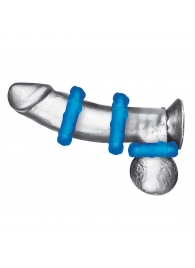 Комплект из трех голубых эрекционных колец 3-Pack Ribbed Rider Cock Ring Set - BlueLine - в Ангарске купить с доставкой