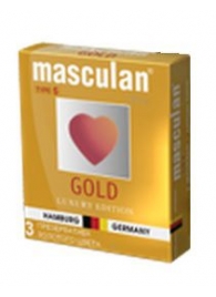 Презервативы Masculan Ultra Gold с золотым напылением и ароматом ванили - 3 шт. - Masculan - купить с доставкой в Ангарске