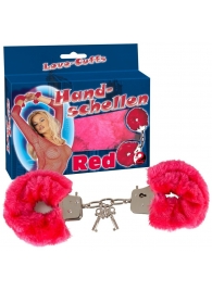 Малиновые меховые наручники Love Cuffs Red - Orion - купить с доставкой в Ангарске