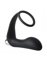 Черное эрекционное кольцо с вибропробкой Vibrating Anal Plug With Cockring - Dream Toys - в Ангарске купить с доставкой