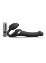 Черный безремневой страпон Multi Orgasm Size M с клиторальной стимуляцией - Strap-on-me - купить с доставкой в Ангарске