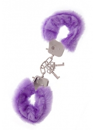 Фиолетовые меховые наручники METAL HANDCUFF WITH PLUSH LAVENDER - Dream Toys - купить с доставкой в Ангарске