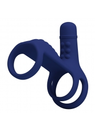 Синяя вибронасадка на пенис Vibrating Penis Sling - Baile - в Ангарске купить с доставкой