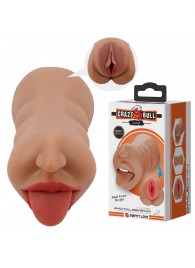 Темно-бежевый двусторонний мастурбатор Sarah - ротик и вагина - Baile - в Ангарске купить с доставкой