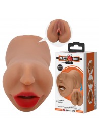 Темно-бежевый двусторонний мастурбатор Zoey - ротик и вагина - Baile - в Ангарске купить с доставкой