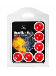 Набор из 6 шариков с массажным маслом Brazilian Balls с охлаждающим и разогревающим эффектом - Secret Play - купить с доставкой в Ангарске