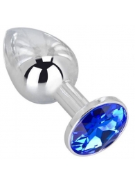 Анальное украшение BUTT PLUG  Small с синим кристаллом - 7 см. - Anal Jewelry Plug - купить с доставкой в Ангарске