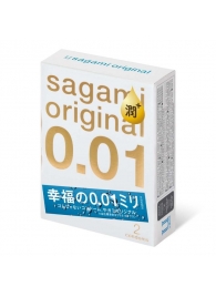 Увлажнённые презервативы Sagami Original 0.01 Extra Lub - 2 шт. - Sagami - купить с доставкой в Ангарске