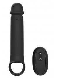 Черная насадка-удлинитель с вибрацией Vibrating Extender With Remote - Dream Toys - в Ангарске купить с доставкой