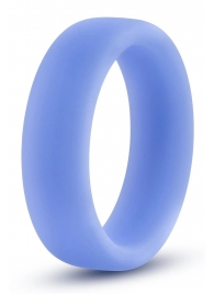 Голубое люминесцентное кольцо Silicone Glo Cock Ring - Blush Novelties - в Ангарске купить с доставкой