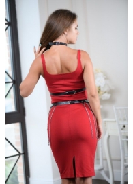 Черно-серебристая портупея-юбка plus size с цепочками - БДСМ Арсенал - купить с доставкой в Ангарске