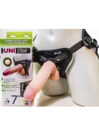 Страпон-унисекс с двумя насадками UNI strap 7  Harness - 19 и 16 см. - LOVETOY (А-Полимер) - купить с доставкой в Ангарске