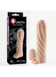 Телесная насадка-удлинитель Okoto со спиралевидным рельефом - 16 см. - Sitabella - в Ангарске купить с доставкой