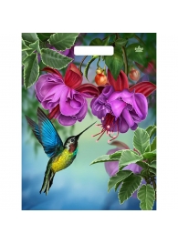 Пакет с принтом в виде колибри в цветах с вырубной ручкой (31х40 см) - Сима-Ленд - купить с доставкой в Ангарске