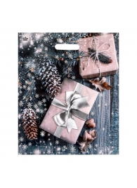 Новогодний пакет с принтом в виде подарков и вырубной ручкой (45х38 см) - Сима-Ленд - купить с доставкой в Ангарске