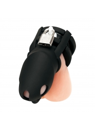 Черная клетка для пениса Silicone Small 2 in Cock Cage With Ball Divider - BlueLine - купить с доставкой в Ангарске