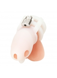 Белая клетка для пениса Silicone Small 2 in Cock Cage With Ball Divider - BlueLine - купить с доставкой в Ангарске