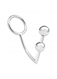 Кольцо на пенис с анальным стимулятором Two Bead Stainless Steel Anal Hook   Cock Ring - BlueLine - в Ангарске купить с доставкой