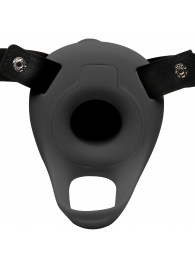 Черный полый страпон с вибрацией 2’’ Erection 28X Smooth Vibrating Silicone Penis Sheath - XR Brands - купить с доставкой в Ангарске