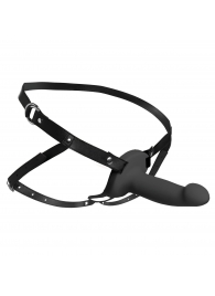 Черный полый страпон с вибрацией 2’’ Erection 28X Smooth Vibrating Silicone Penis Sheath - XR Brands - купить с доставкой в Ангарске