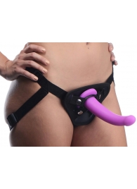 Лиловый поясной страпон Navigator Silicone G-Spot Dildo with Harness - 17,8 см. - XR Brands - купить с доставкой в Ангарске