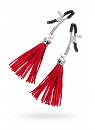 Зажимы на соски «Прищепки» с красными кисточками из замши - Pecado - купить с доставкой в Ангарске