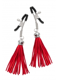 Зажимы на соски «Прищепки» с красными кисточками из замши - Pecado - купить с доставкой в Ангарске