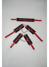 Черно-красный набор фиксаций: наручники, оковы и ошейник - Crazy Handmade - купить с доставкой в Ангарске