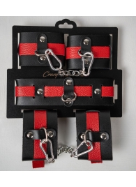 Черно-красный набор фиксаций: наручники, оковы и ошейник - Crazy Handmade - купить с доставкой в Ангарске