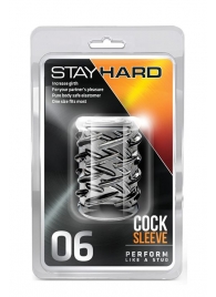 Прозрачная насадка с объёмными чёрточками STAY HARD COCK SLEEVE 06 CLEAR - Blush Novelties - в Ангарске купить с доставкой