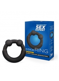 Черное эрекционное силиконовое кольцо - Sex Expert - в Ангарске купить с доставкой