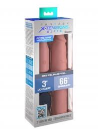Телесная вибронасадка на член 3  Vibrating Mega X-tension with Remote - 22,9 см. - Pipedream - в Ангарске купить с доставкой