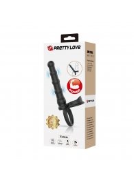 Черная насадка на член для двойного проникновения Tatum с вибрацией - Baile - купить с доставкой в Ангарске