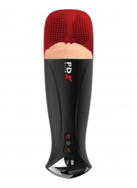Телесный мастурбатор-вагина в черной колбе с вибрацией Fuck-O-Matic Pro XL - Pipedream - в Ангарске купить с доставкой