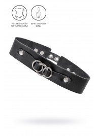Черный чокер-ошейник со связанными кольцами на подложке - Pecado - купить с доставкой в Ангарске
