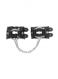 Черные кожаные наручники-браслеты из двух ремешков - Pecado - купить с доставкой в Ангарске