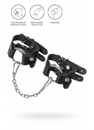 Черные кожаные наручники-браслеты из двух ремешков - Pecado - купить с доставкой в Ангарске