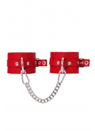 Красные мягкие кожаные оковы с люверсами - Pecado - купить с доставкой в Ангарске