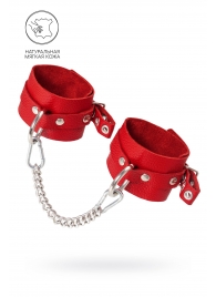 Красные мягкие кожаные оковы с люверсами - Pecado - купить с доставкой в Ангарске