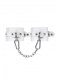 Белые мягкие кожаные наручники с люверсами - Pecado - купить с доставкой в Ангарске