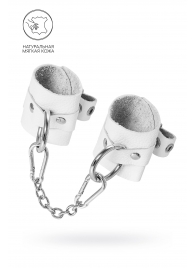 Белые мягкие кожаные наручники с люверсами - Pecado - купить с доставкой в Ангарске