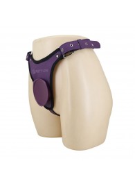 Фиолетовые трусики харнесс с платформой Caludio III - Baile - купить с доставкой в Ангарске