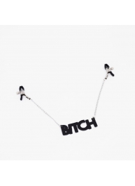 Зажимы на соски с кожаной подвеской Bitch - Crazy Handmade - купить с доставкой в Ангарске