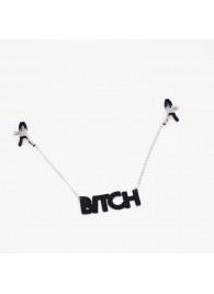 Зажимы на соски с кожаной подвеской Bitch - Crazy Handmade - купить с доставкой в Ангарске